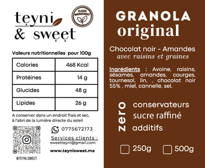 Granola original healthy Chocolat noir - Amandes (500g)